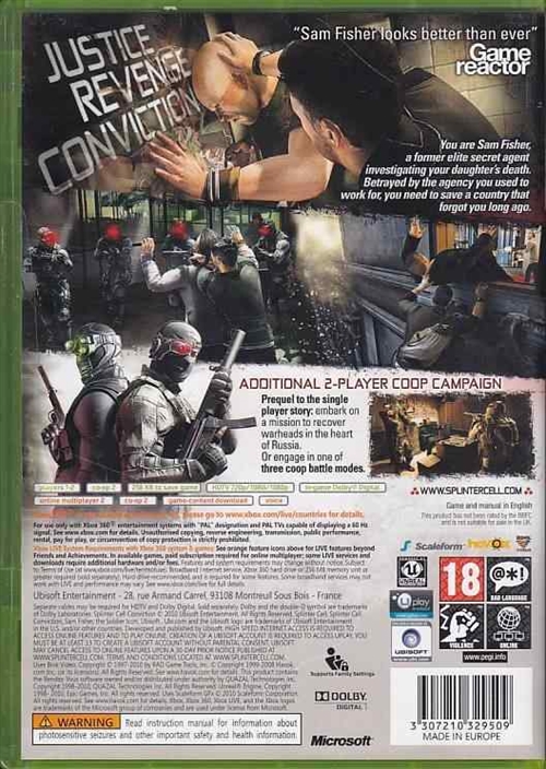 Tom Clancys Splinter Cell Conviction - Xbox Live - XBOX 360 (B Grade) (Genbrug)